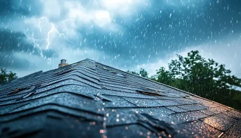 storm on roof with leak