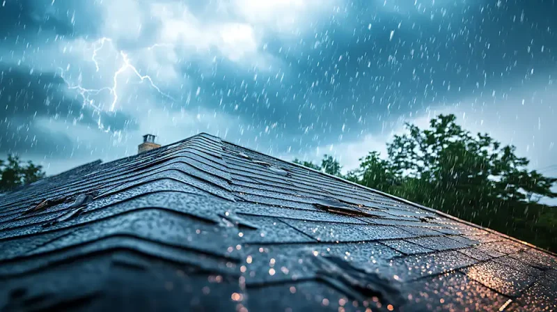 storm on roof with leak